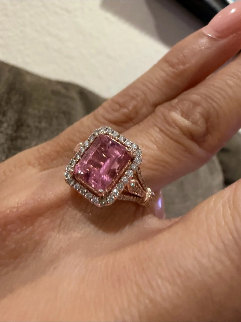 $7218 Natural 2.11 CT Pink Tourmaline & Diamond Ring | 14K Rose Gold
